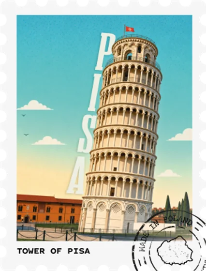 Pisa – postage stamp – magnet design