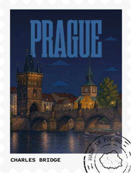 Prague – postage stamp – magnet design